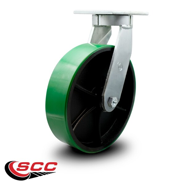 Service Caster 12 Inch Extra Heavy Duty Green Poly on Cast Iron Wheel Swivel Top Plate Caster SCC-KP92S1230-PUR-GB - main